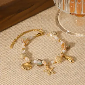Women's Stainless Steel Conch, Starfish & Shell Bracelet - Female Fashion Costume Jewelry for Mother's Day