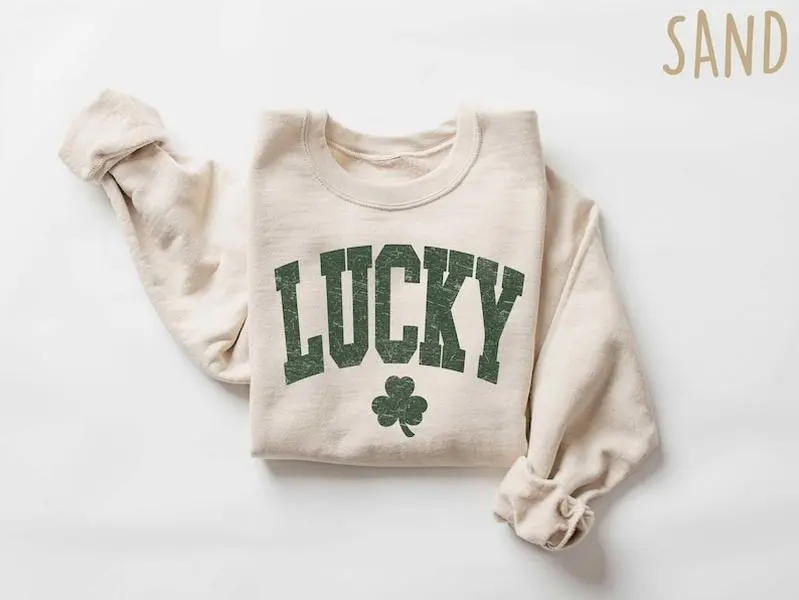 Womens Lucky Sweatshirt, Cute Shamrock Shirt, Happy St Patricks Day Shirt, St Pattys Day Outfit, Irish Lucky Day Shirt, St Patricks Day Gift