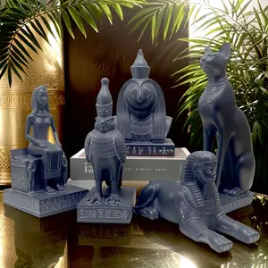 Egyptian Mythology Figurines Set, Luxurious Exotic Style, Vintage Mystery Atmosphere, Space Decoration, Resin Replica Sphinx Statue, Decorative Sculptures