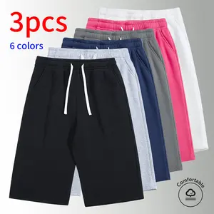 3-Pack . Men’s 3/4 shorts with drawstring waistband; athletic shorts, running shorts, casual shorts—summer minimalist solid colors that are easy to match. Suitable for daily commuting and work, street and outdoor activities; unisex—both men and women ca