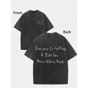 Cotton Double-Sided Tee Loose and Comfortable Washed Out Pure Cotton Double Sided Printed T-shirt Soft Breathable and Comfortable Tops for Casual Wear