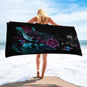 Gothic floral skull beach towel—quick-drying and sand-resistant—perfect for beach days, poolside sunbathing, lakeside getaways, and summer music festivals. A unique gift for fans of gothic and dark romantic styles.
