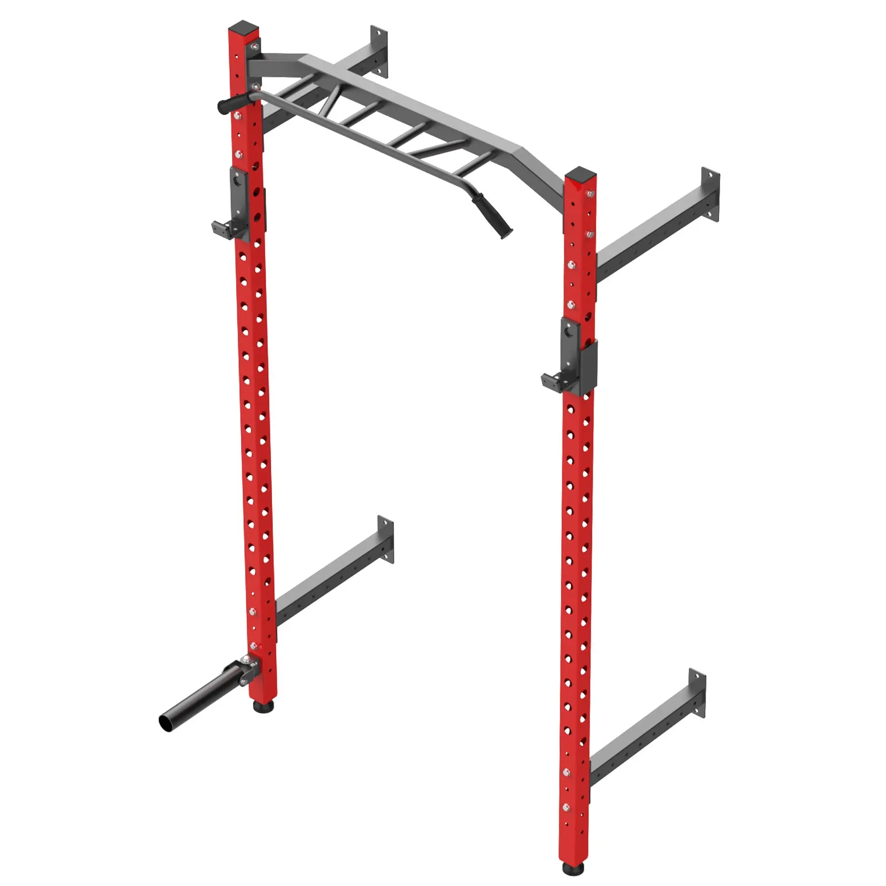 87.8” Wall Mounted Squat Rack, 1600 LB Capacity Commercial Power Rack for Home Gym, Commercial Squat Rack with Multi-Grip Pull Up Bar, Space-Saving Strength Training Equipment, Ideal for Squats & Bench Press