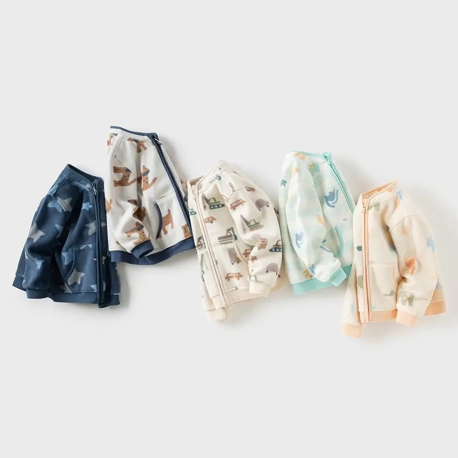 Dave Bella Boys Polar Fleece Jacket Toddler Fall Warm Fleece Lining Lightweight Casual Zipper Coat Spring Warm Outerwear Tops