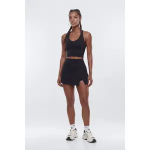CloudForm™ Front Wrap Sports Mini Skort - Black