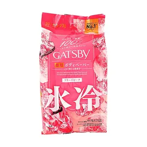 GATSBY Ice Cooling Body Wipes - Frozen Peach Scent, Extra Large Pack 30 Count, Refreshing Antiperspirant Wipes for Men & Women