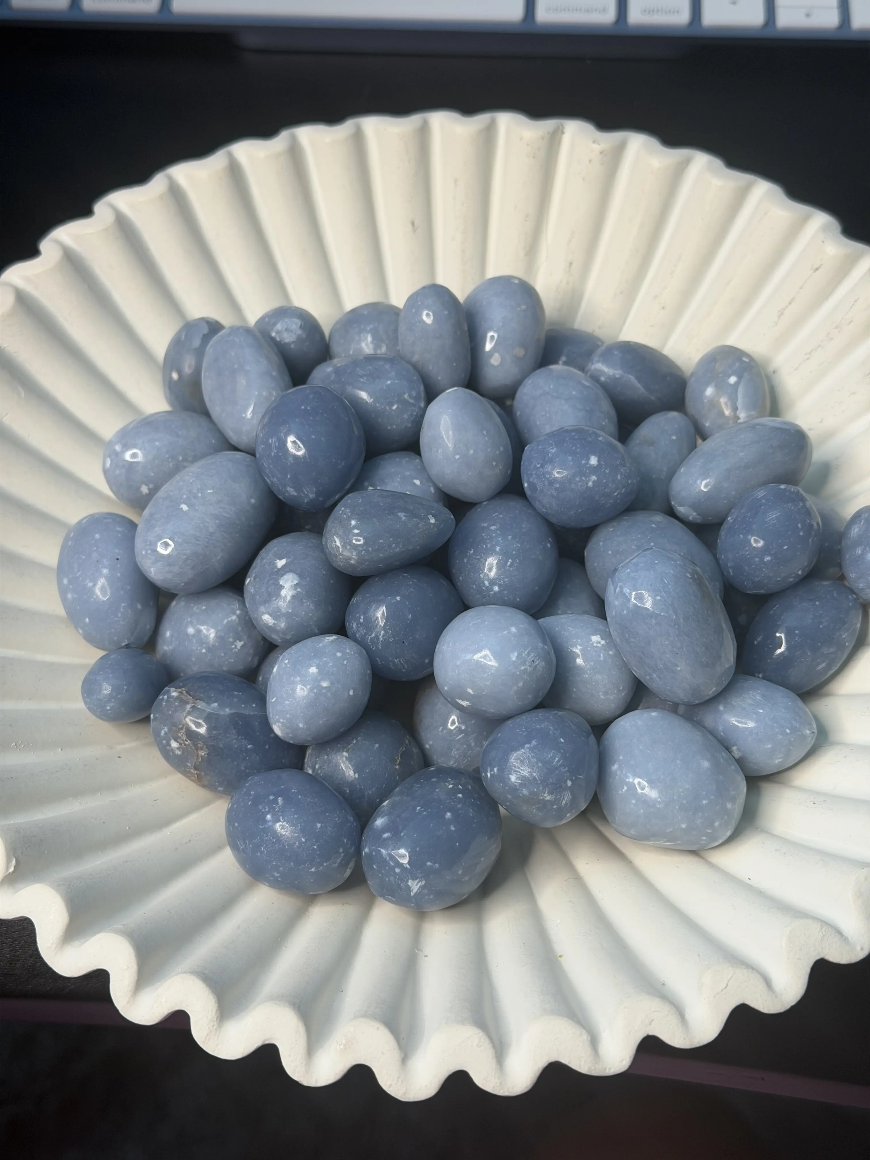 Natural Angelite Crystal, Celestial Meditation Piece with Energy Protection, Elegant Decorative Natural Crystal Decoration for Sale, Energy Protection Natural Crystal Decorations, Elegant Natural Crystal Decorations