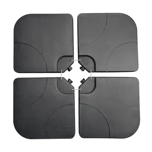 4-Piece 155lb Capacity Heavy-Duty Cantilever Offset Patio Umbrella Stand Square Base Plate Set w/Easy-Fill Spouts for Water or Sand - Black