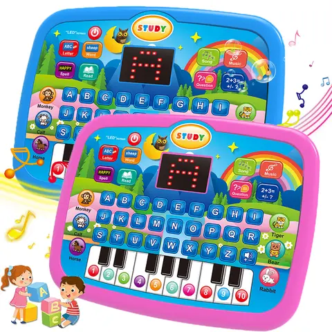 Tablet Learning Pad with LED Screen for Kids 3+,Teach Alphabet Numbers Word, Music, Math, Interactive Electronic Toy for Boys & Girls Ages