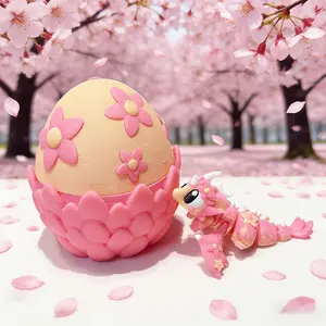 Cute Sakura Dragon and Egg Model, 3D Printed Desk Decoration, Anime Design, Unique Holiday Gift for Home or Office, Not Plated with Precious Metal