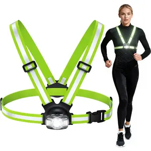 Running Lights for Runners, 500 Lumens Running Light with 45 °   Adjustable Beam, Rechargeable Reflective Vest for Night Walking/Cycling/Jogging/Hiking