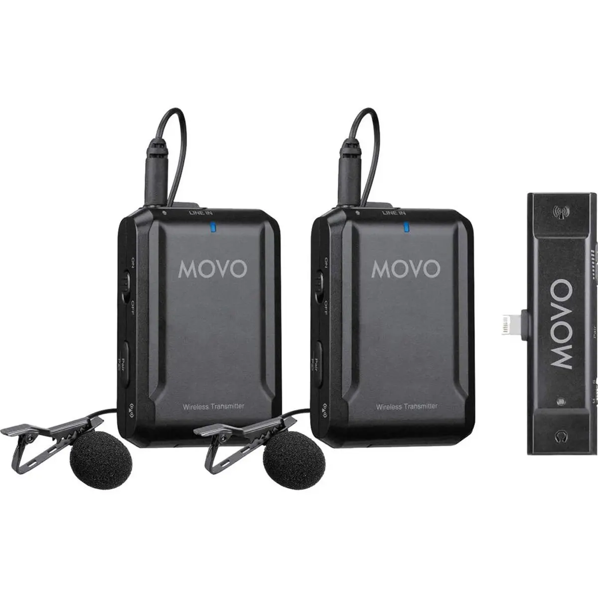 Movo Photo EDGE-DI-DUO Dual Digital Wireless Microphone System with 2x Omnidirectional Lavalier Microphones for Apple iPhones