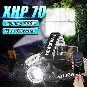 XHP70 Fishing Headlight High Light 7800mah Rechargeable Portable Headlamp, Comfortable Riding Headlight, Camping and Hiking Headlamps, Outdoor Waterproof