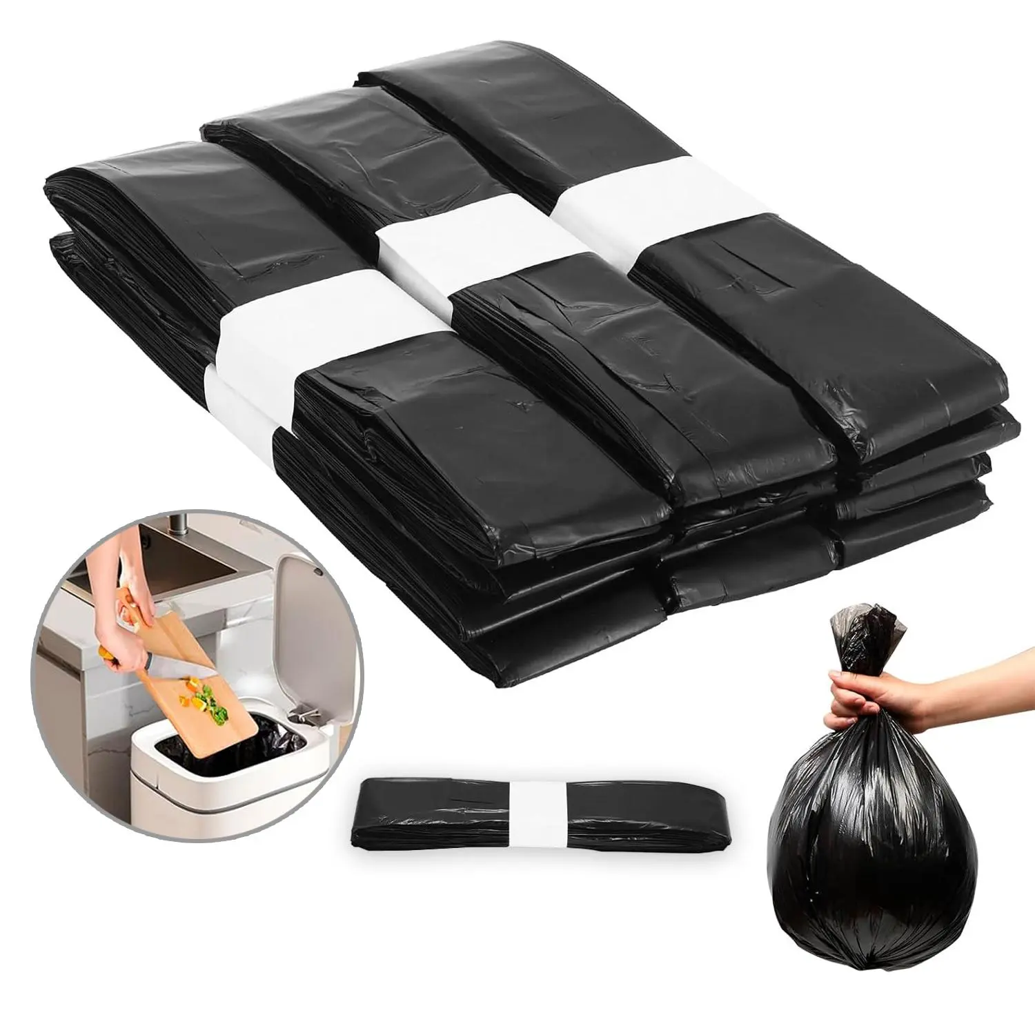 Garbage Bag, 1/3 Counts Foldable Garbage Bag, Household Garbage Bag for Home Kitchen, Durable Trash Bag, Sturdy Trash Bags, Waste Bags, Trashbags, Home Care Supplies