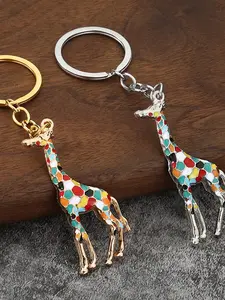 Ladies' keyring, creative key chain, giraffe design, exquisite key pendant, schoolbag accessory, unisex style, rucksack accessory, car key charm, Christmas theme, keyring accessory, African travel souvenir