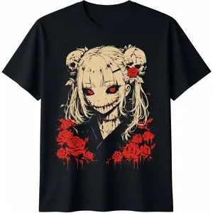 100% Cotton Horror Anime Manga | Japan Japanese Creepy Kawaii Goth. T-Shirt