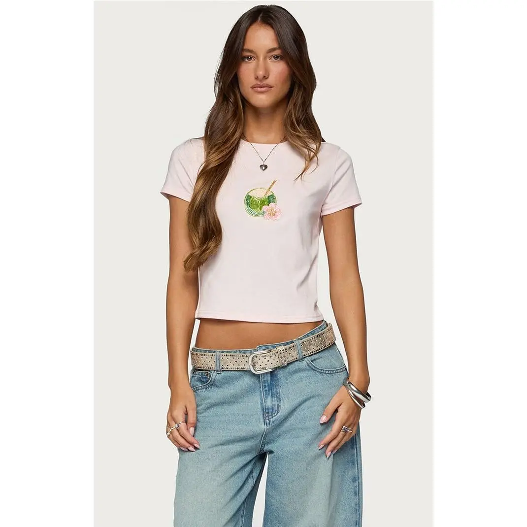 Edikted Women's Coconut Beaded T-Shirt