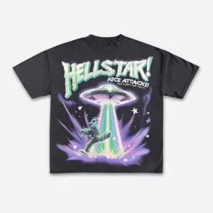 Hell Planet Attack Alien Abduction Graphic Cotton T-shirt Top Womenswear Breathable Hoodie Oversize Tshirts Crewneck Shortsleeve