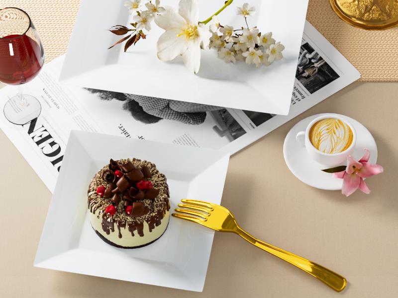 60 Pack Disposable Square Plastic Plates - Heavy Duty Dinner (9.5") & Dessert (6.5") Plates - Fancy for Wedding, Holiday, Birthday 60 Pack Disposable Square Plastic Plates - Heavy Duty Dinner (9.5") & Dessert (6.5") Plates - Fancy for Wedding, Holiday, Birthday