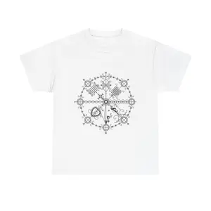Minokan Vodou 21 Nasyon Spiritual Wear Ayisyen Short Sleeve Crew Neck Casual Unisex Classic Medium Fabric Tee