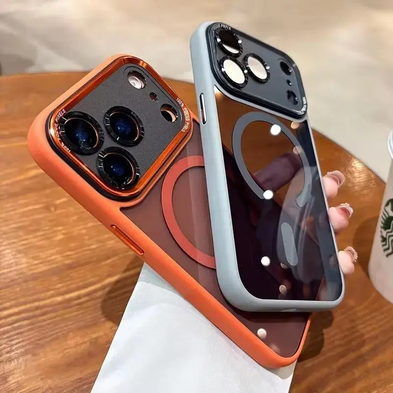 Luxury Magnetic Metal Bumper Protection Case for iPhone 17 16 15 14 13 12 11 Pro Max Plus 17 Air Wireless Charge Hard Cover, Phone Bumper Protection, iPhone Drop Protection, Compatible Case, Magnetic iPhone Cover, Sleek Magnetic Design