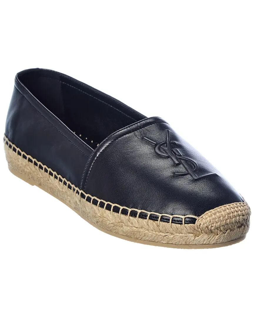 Saint Laurent Debossed Logo Leather Espadrille