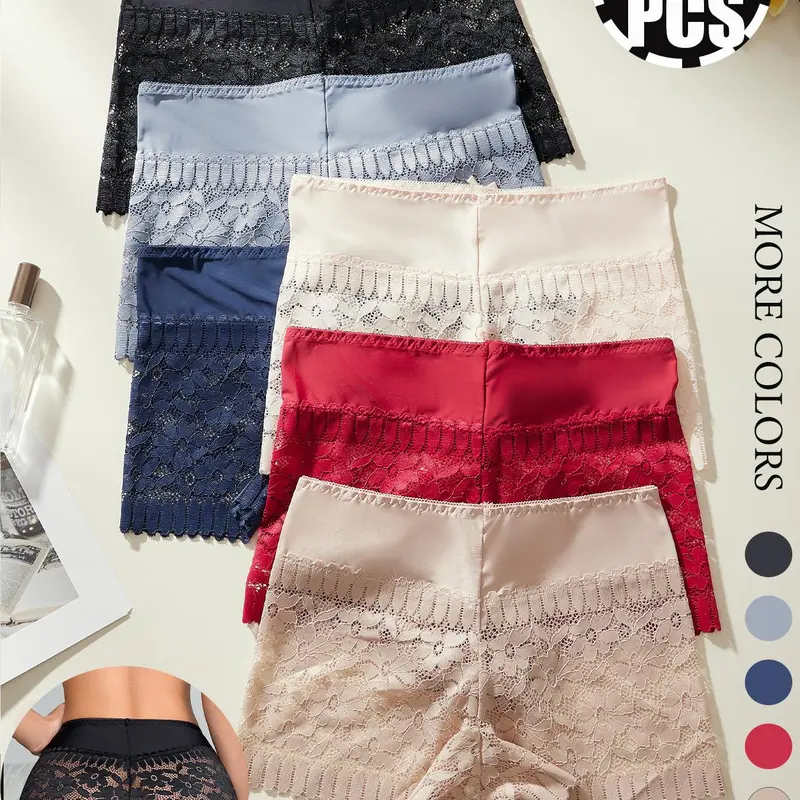 Women's Floral Lace  Boyshorts, Soft Comfy Breathable Panty for Daily Wear, Underwear for All Seasons, Casual Breathable Knicker, Soft Comfy Knicker, Soft Breathable Panties, Breathable Stretch Panties, Elastic Undergarments, Fashion Breathable Underwear