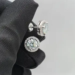 Women's Sparkly All-Blue Moissanite Earrings - Exquisite Wedding & Party Earrings