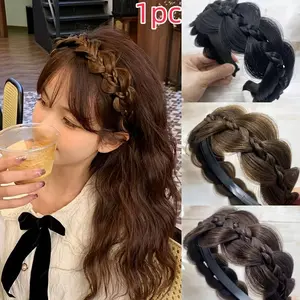Women High Crown Hair Accessory, Air Bangs Clip, New Style Twisted Braided Headband, Fishbone Weaving Hair Band, Single Item