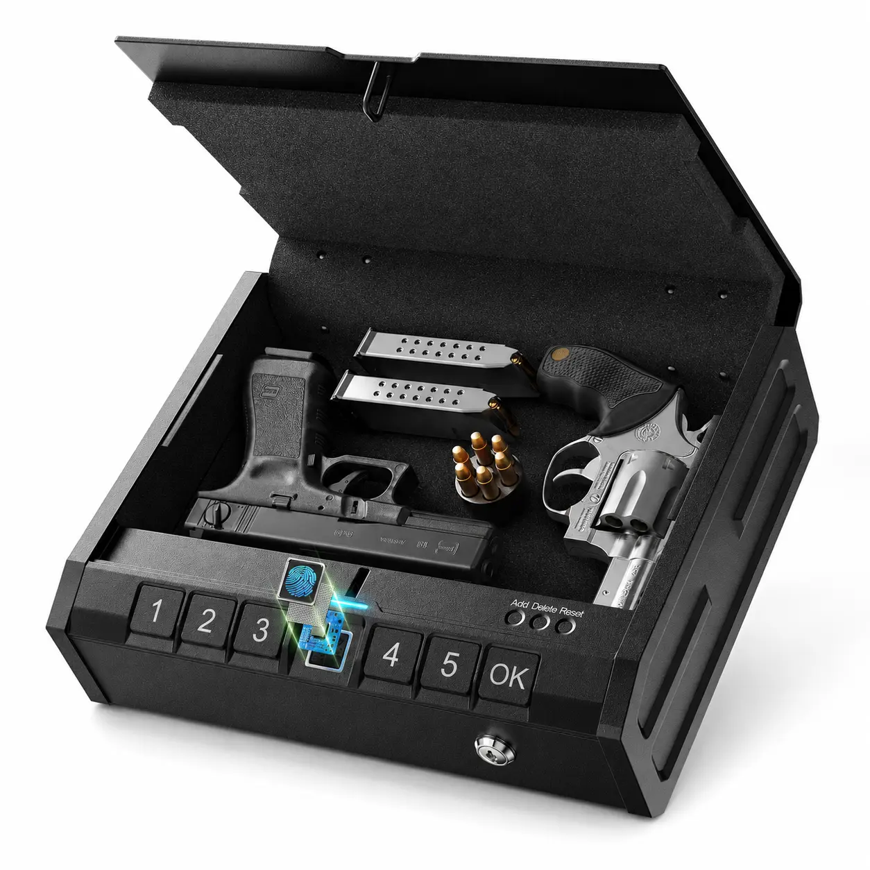 ONNAIS Iron SE Basic Biometric Personal Safe Box, Fingerprint & Keypad Quick Access, Backup Key and Security Cable for Home & Nightstand – No Interior Light