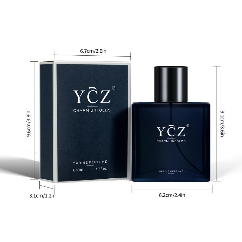YCZ Cologne Midnight Marine Eau De Parfum for Men 1.7oz 50ml Long Lasting Floral Fruity Woody Notes Edp Perfume Spray Elegant Scent