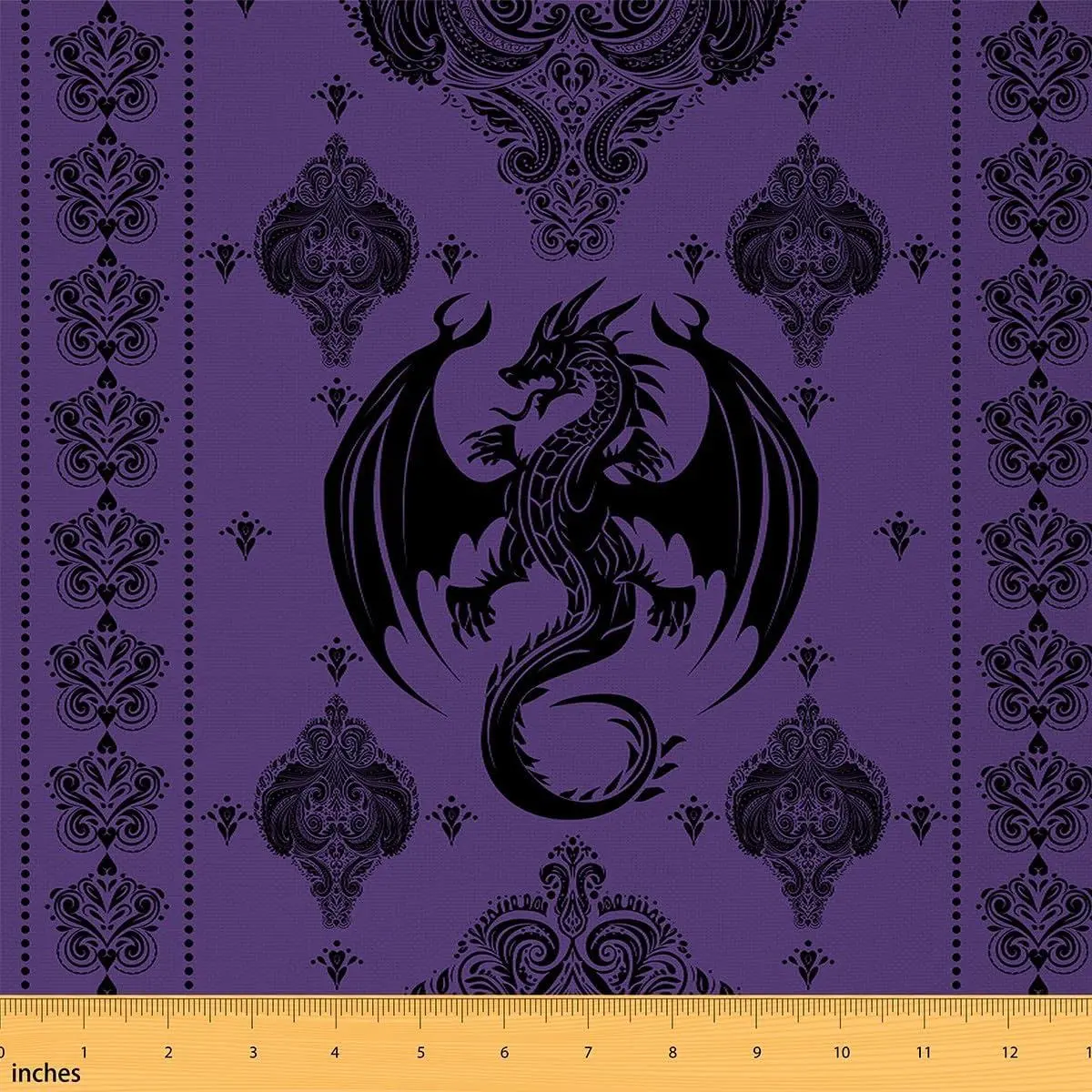 Western Dragon Fabric Style Black Paisley Flowers Fabric Sewing Lovers Magical Cartoon Wild Animal Fabric DIY Soft Flannel Polyester No Stretch