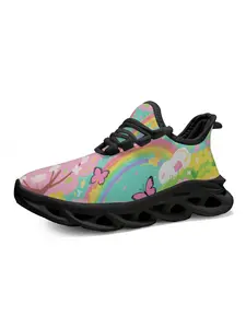 Rainbow Floral Sports Shoes, Unique Print Fashion, Vibrant Artistic Design, Comfortable Thick Sole, Classic Casual Training Shoes