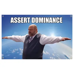 Bertram Assert Dominance 3x5Ft Flag Funny Tapestry for College Dorm Man Cave Bedroom Room Decoration Banner