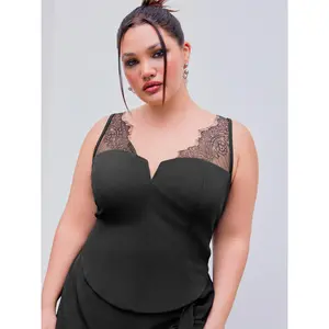 Cider [size 2-26] Solid Lace Crop Top Curve & Plus