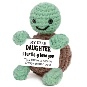 Positive Knitted Turtle Ornament, Handmade Crochet Mini Turtle, Cute "Turtle-y Love You" Gift for Daughter, Family & Friends # GLOBAL PIC
