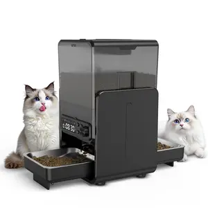 【Pet Secrets】Cityflee Automatic Cat Feeder for Two Cats, Adjustable Bowl Height to Protect Pet Spine, 20 Cups/5L for Small Pets Indoor, Supports Timed and Voice Call, Healthy Pet