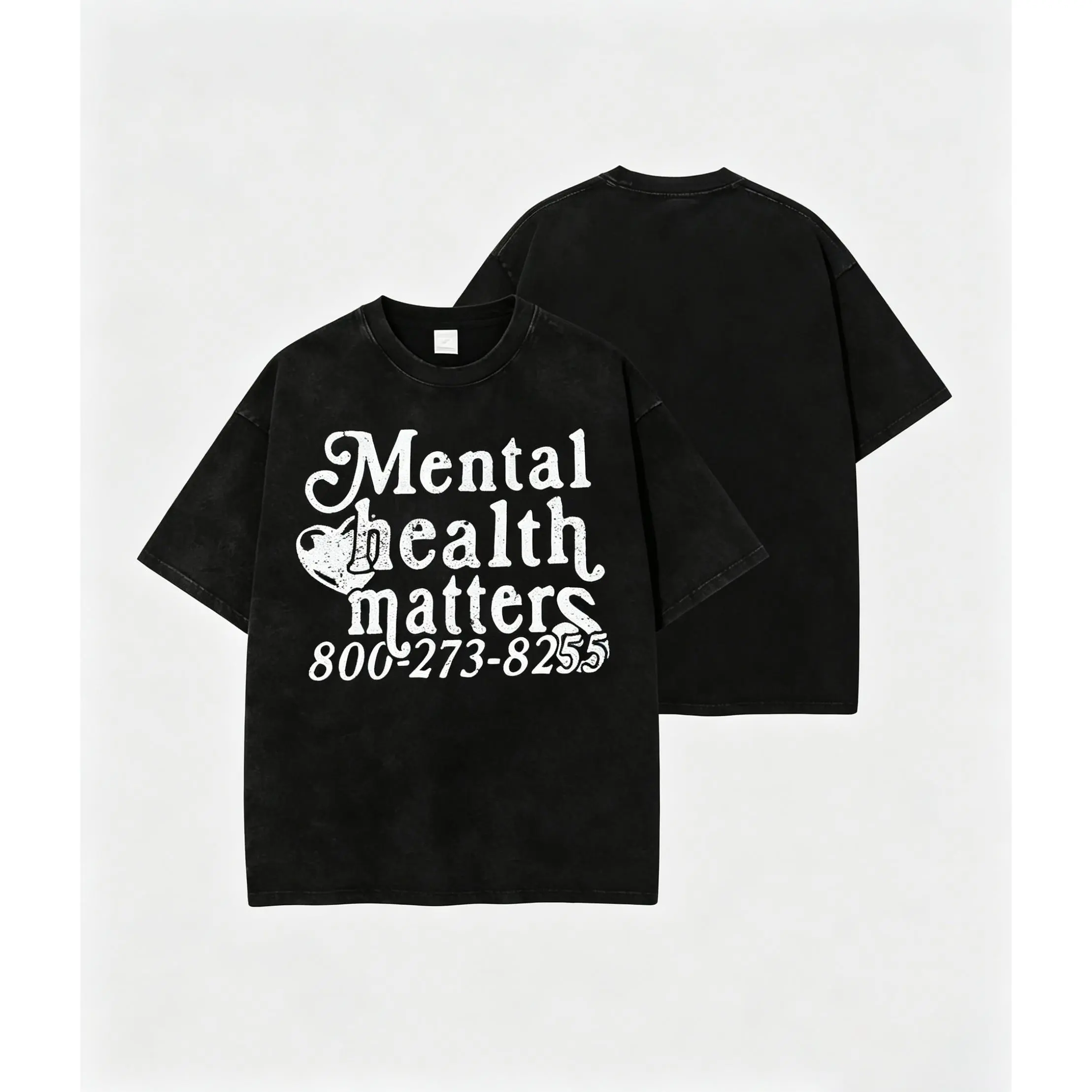 Men's T-Shirt with Mental Health Matters Graphic, Casual Round Neck Short Sleeve Streetwear Top in 100% Soft Cotton, Shortsleeve