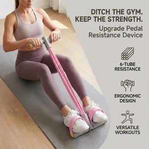 Multi-functional Pedal Resistance Band Trainer – Portable Foot Pedal Fitness Equipment Home Gym Full Body Workout Machine, Exercise Sit-ups, Yoga, Abdominal Training