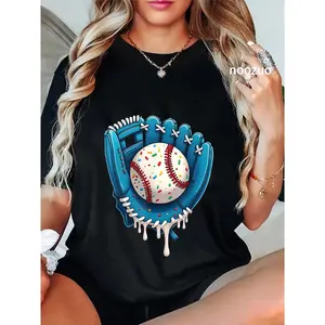100% Cotton Baseball Drip Ice Cream Sprinkles Baseball Glove T-Shirt