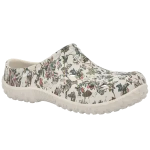 Muck® Ladies Muckster Floral White Lite Clog Slip On Shoes MLCW1FLR