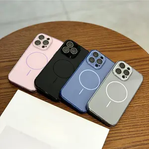 Darlingcase 2026 Luxury Electroplate MagSafe Phone Case for iPhone 13-17 Pro Max Shockproof Plating Cover with Crystal Finish & Raised Camera Ring - Protection