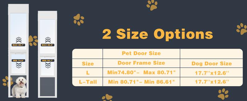 Lilypelle Dog Door for Sliding Glass Door, Adjustable Height Doggy & Cat Door for Sliding Door, Insert Patio Pet Door with Lock for Renters&Apartments