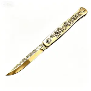 Stainless steel outdoor folding knife, high-quality rose carving handle, anti slip handle, easy to carry, suitable for outdoor camping, fruit cutting, fishing and other purposes, a holiday gift for Mother's Day, Pocket Knives To Carry, Knives To Carry