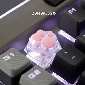ZOMO 3D Printed Resin & Silicone Sakura / Tiffany Kitty Paw Keycap Cute Transparent Cat paw Keycaps for Mechanical Keyboards