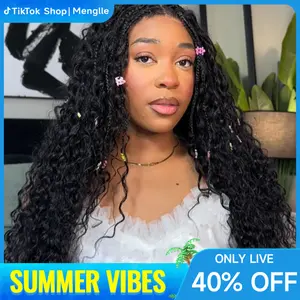 Live Pre Box Braided Pre Cut Gluless Lace Boho Curly Wig Human Hair 7x6 Lace Water Wave Wigs Ready to Go Pre Hairstyle Pre Bleached Outdoorfun#Summervibes