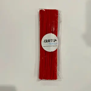 12" red chenille stem, pipe cleaner, 100 per pack