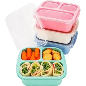 Lunchable Container for  and Adults, Snack Containers Bento Snack Boxes 3-Compartment  Containers for School, Work and Travel, Meal Prep Containers  Bento Box for  4 Pack