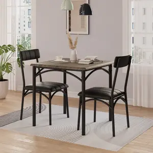 [FLASH SALE] Garvee Dining Table Set for 2, Kitchen Table and Chairs for 2 with Upholstered Chairs, 3 Piece Dining Room Table Set, Square Kitchen Table Set for Small Space, Apartment, Studio, Gray