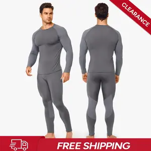 【Nebility】Men's Thermal Underwear Set For Winter Fleece Lining Fashion Loungewear Top and Pants Set